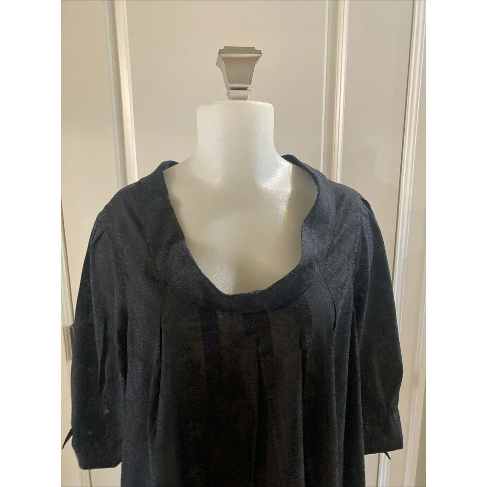 Noa Noa Black Blue Cotton Blend Tunic Short Sleeve Top Dress -Size XL‎